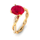 Rosec Jewels-2.5 CT Oval Created Ruby and Diamond Braided Engagement Ring