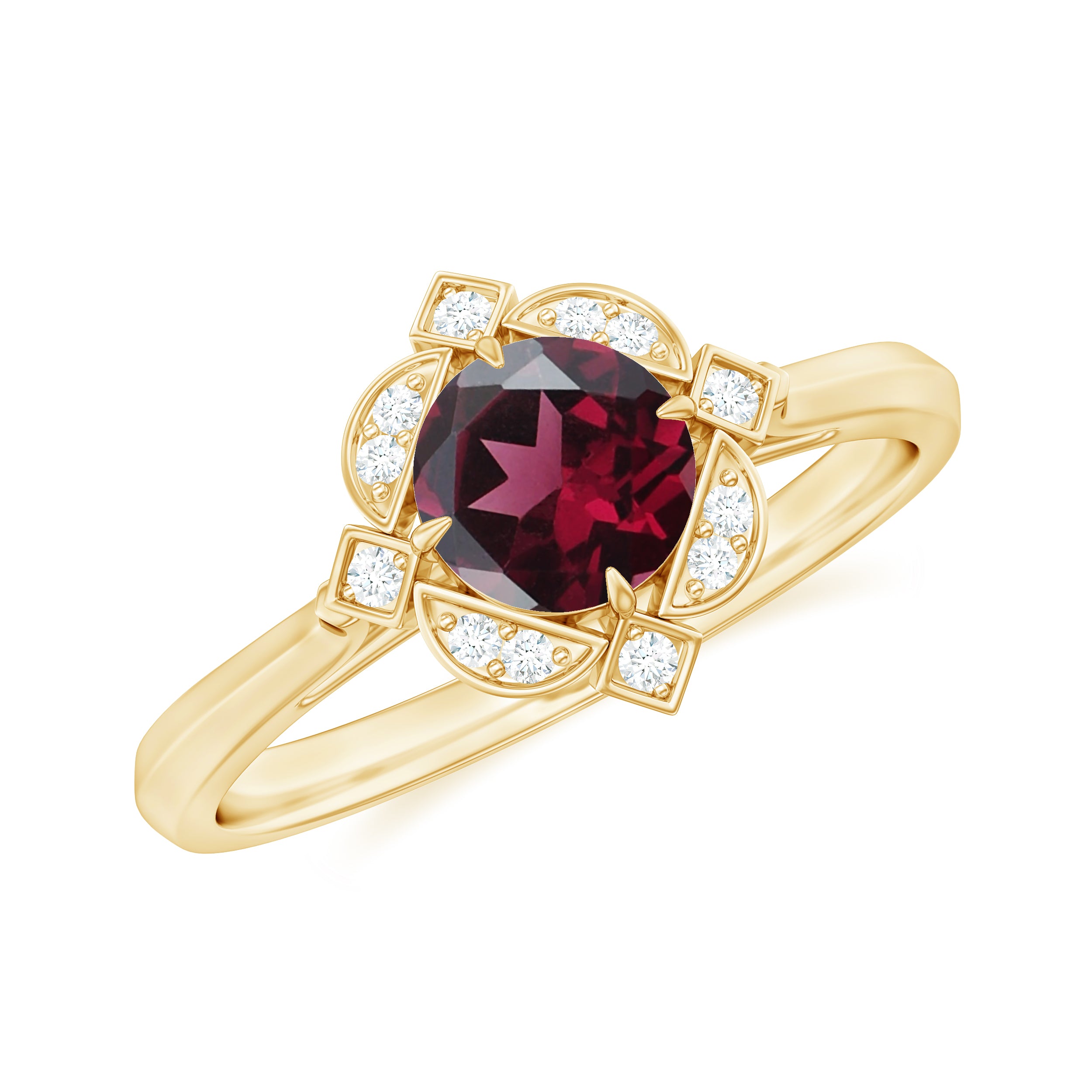 Rosec Jewels-Vintage Style Rhodolite and Diamond Engagement Ring