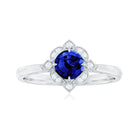 Rosec Jewels-3/4 CT Vintage Created Blue Sapphire and Diamond Engagement Ring