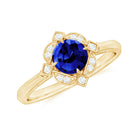 Rosec Jewels-3/4 CT Vintage Created Blue Sapphire and Diamond Engagement Ring