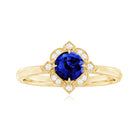 Rosec Jewels-3/4 CT Vintage Created Blue Sapphire and Diamond Engagement Ring