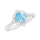 Rosec Jewels-1/2 CT Aquamarine and Diamond Art Deco Vintage Ring