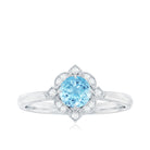 Rosec Jewels-1/2 CT Aquamarine and Diamond Art Deco Vintage Ring