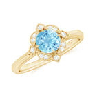 Rosec Jewels-1/2 CT Aquamarine and Diamond Art Deco Vintage Ring