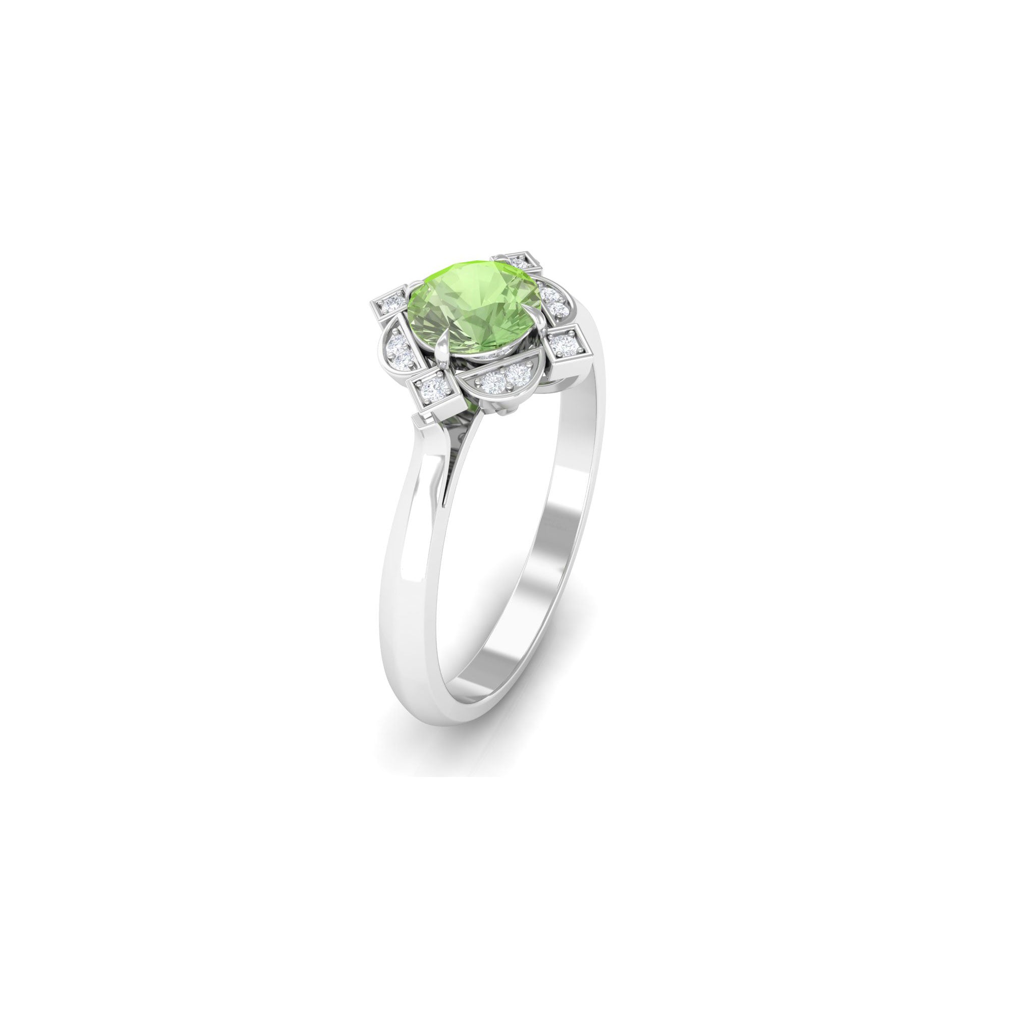 Rosec Jewels-Green Sapphire and Diamond Vintage Inspired Engagement Ring