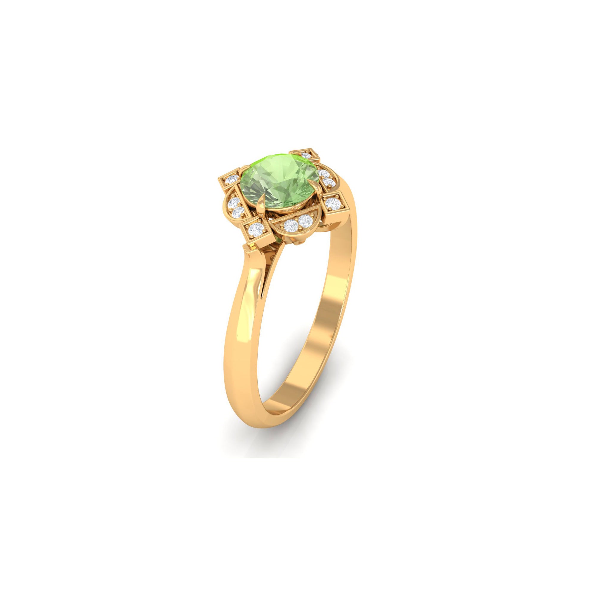 Rosec Jewels-Green Sapphire and Diamond Vintage Inspired Engagement Ring