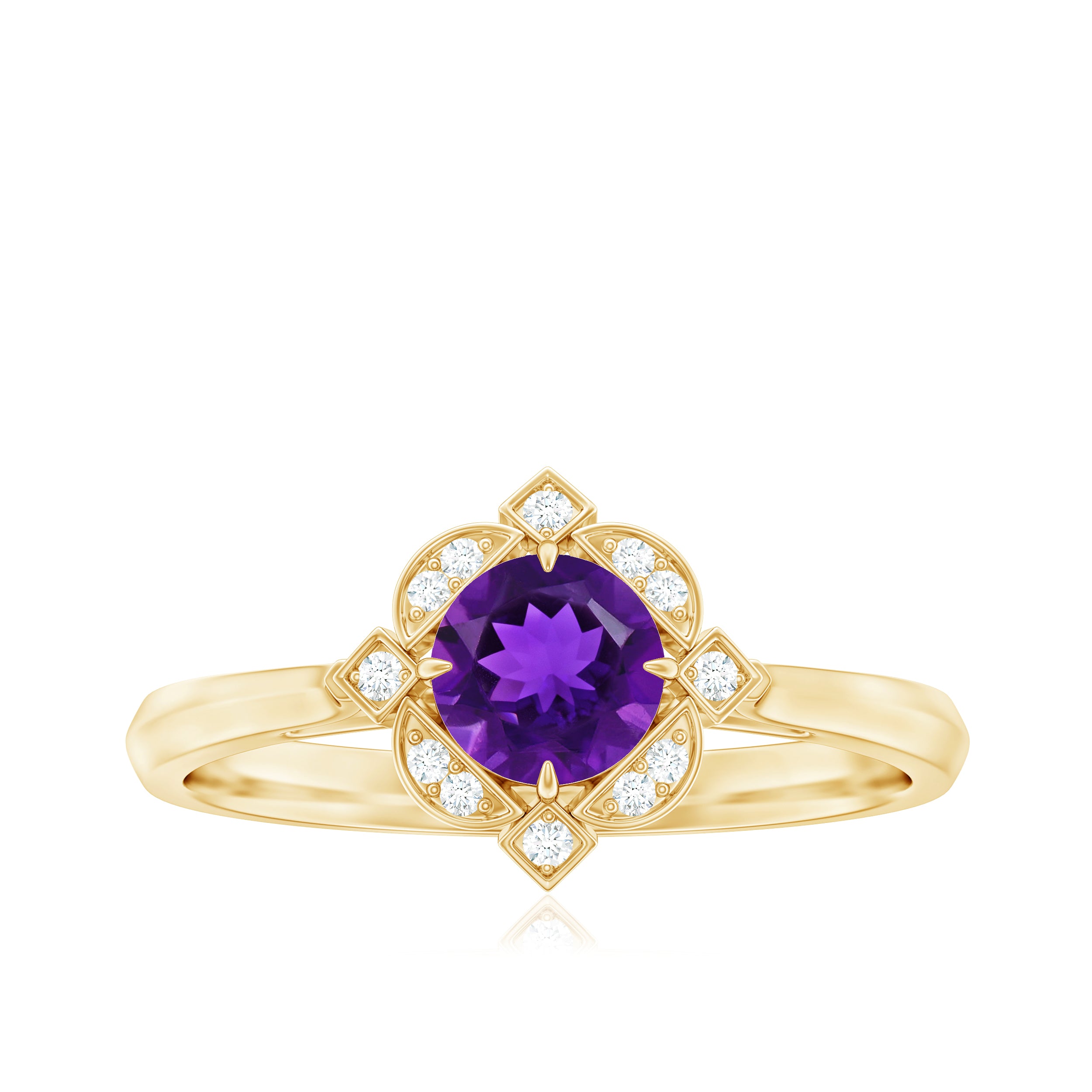 Rosec Jewels-1/2 CT Vintage Amethyst and Diamond Engagement Ring