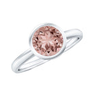 Rosec Jewels-7 MM Round Cut Bezel Set Morganite Solitaire Ring