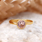 Rosec Jewels-7 MM Round Cut Bezel Set Morganite Solitaire Ring