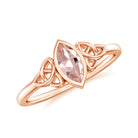 Rosec Jewels-Marquise Cut Morganite Solitaire Celtic Ring in Bezel Setting