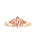 Rosec Jewels-Marquise Cut Morganite Solitaire Celtic Ring in Bezel Setting