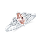 Rosec Jewels-Marquise Cut Morganite Solitaire Celtic Ring in Bezel Setting