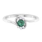 Rosec Jewels-Round Green Sapphire Bypass Promise Ring with Diamond