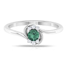 Rosec Jewels-Round Green Sapphire Bypass Promise Ring with Diamond