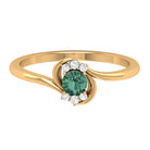 Rosec Jewels-Round Green Sapphire Bypass Promise Ring with Diamond