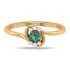 Rosec Jewels-Round Green Sapphire Bypass Promise Ring with Diamond