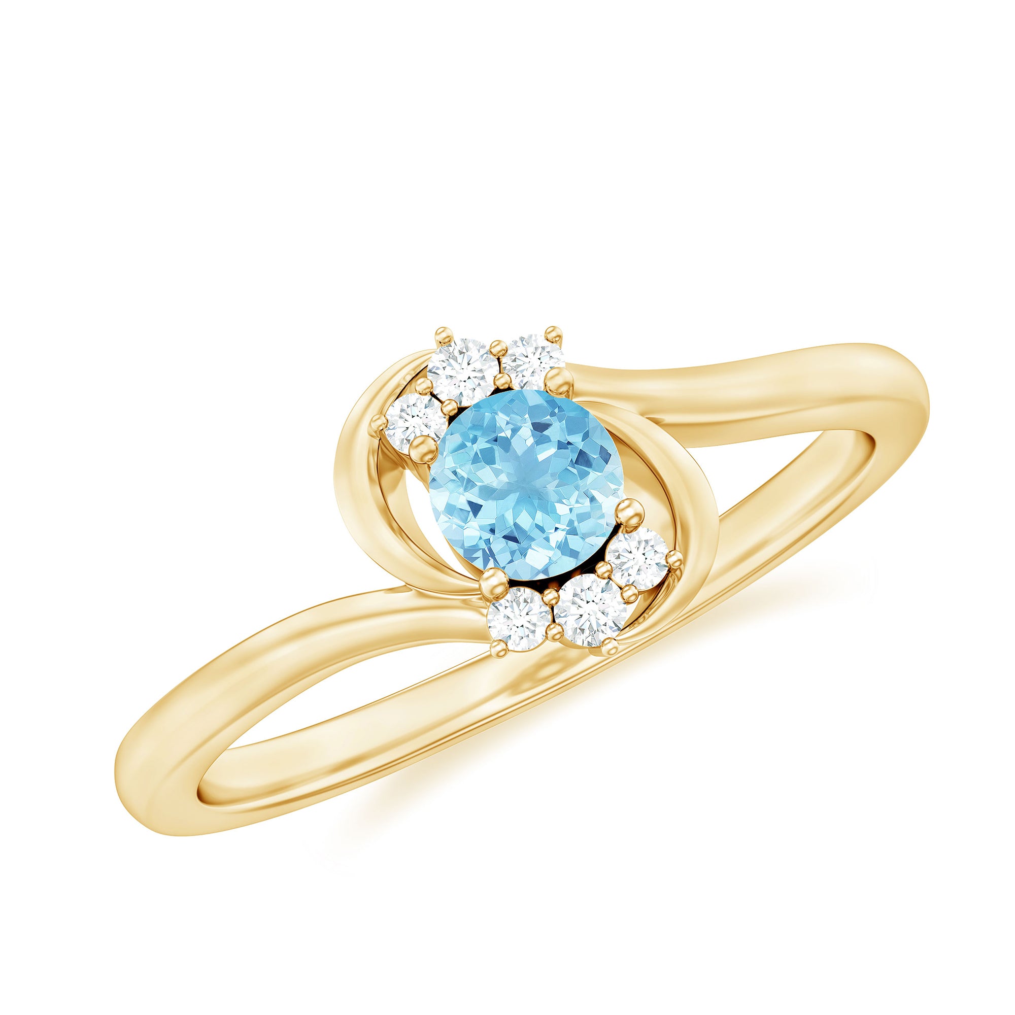 Rosec Jewels-Aquamarine and Diamond Bypass Promise Ring