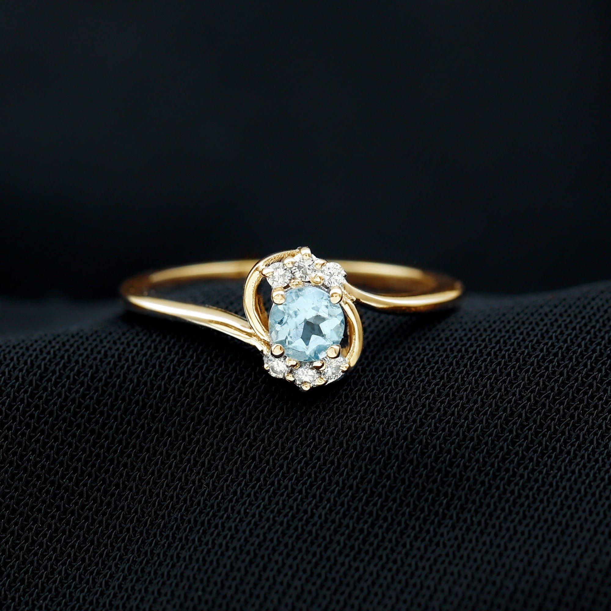 Rosec Jewels-Aquamarine and Diamond Bypass Promise Ring