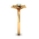 Rosec Jewels-1/4 CT Round Cut Real Aquamarine and Gold Flower Ring