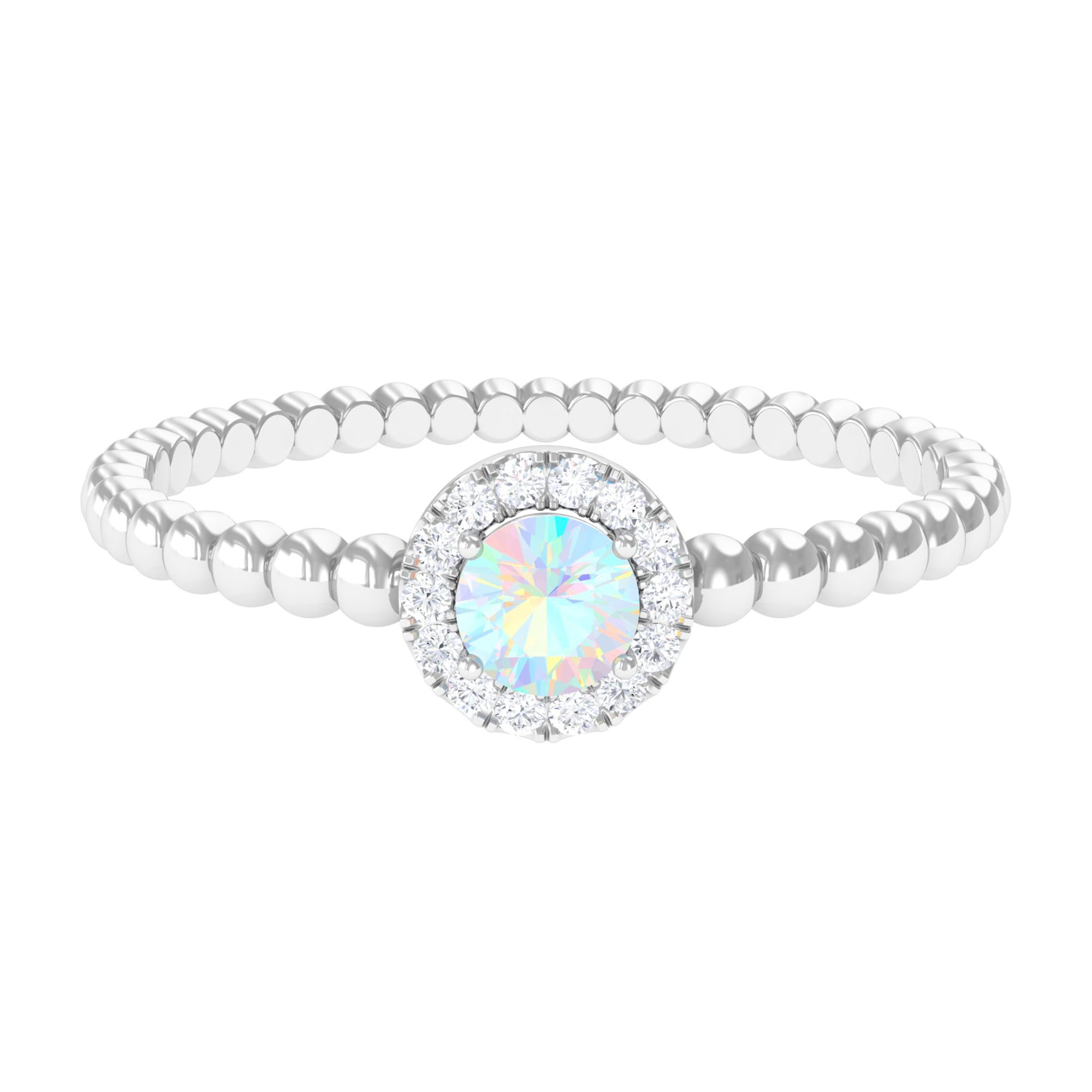 Rosec Jewels-1/4 CT Ethiopian Opal and Diamond Bubble Engagement Ring