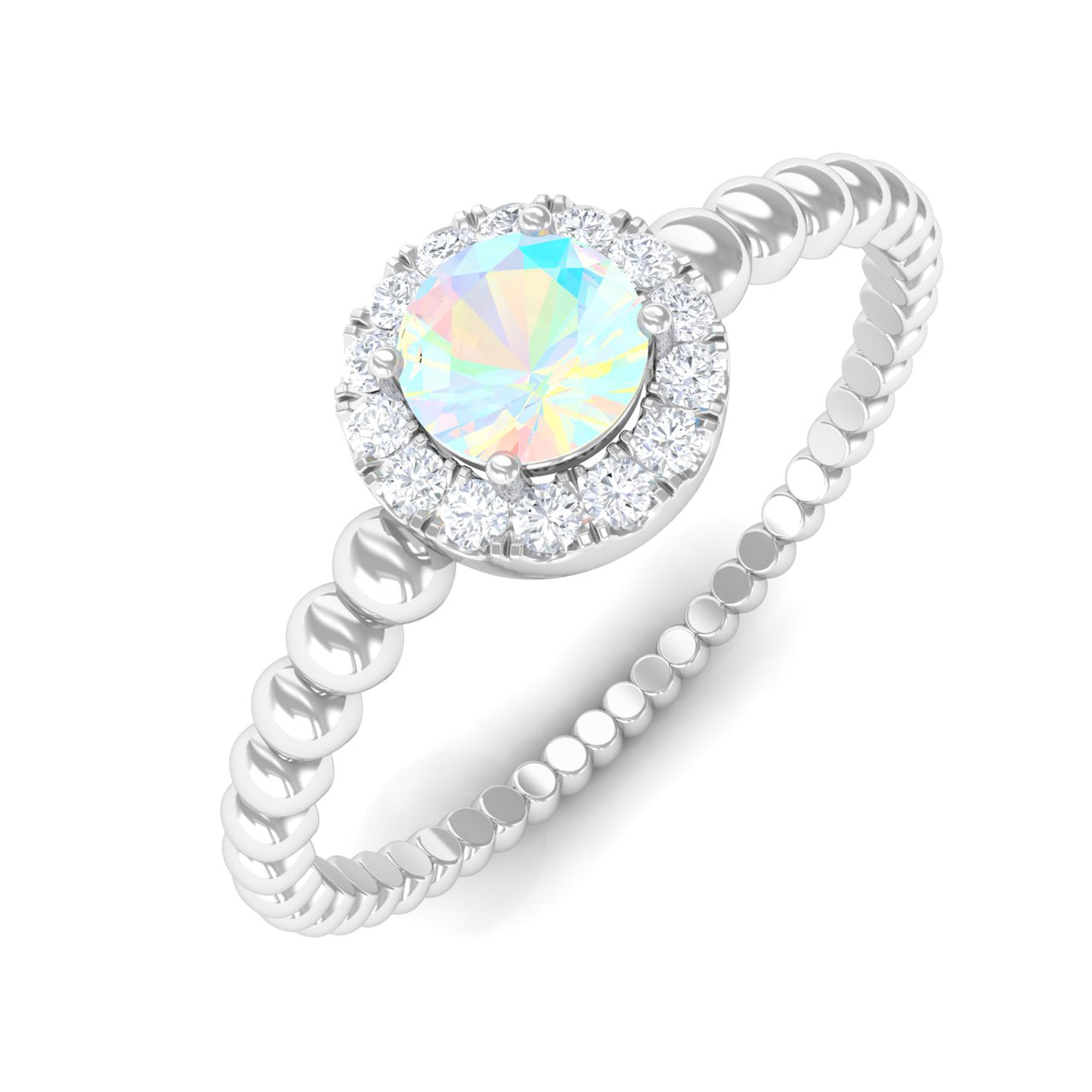 Rosec Jewels-1/4 CT Ethiopian Opal and Diamond Bubble Engagement Ring