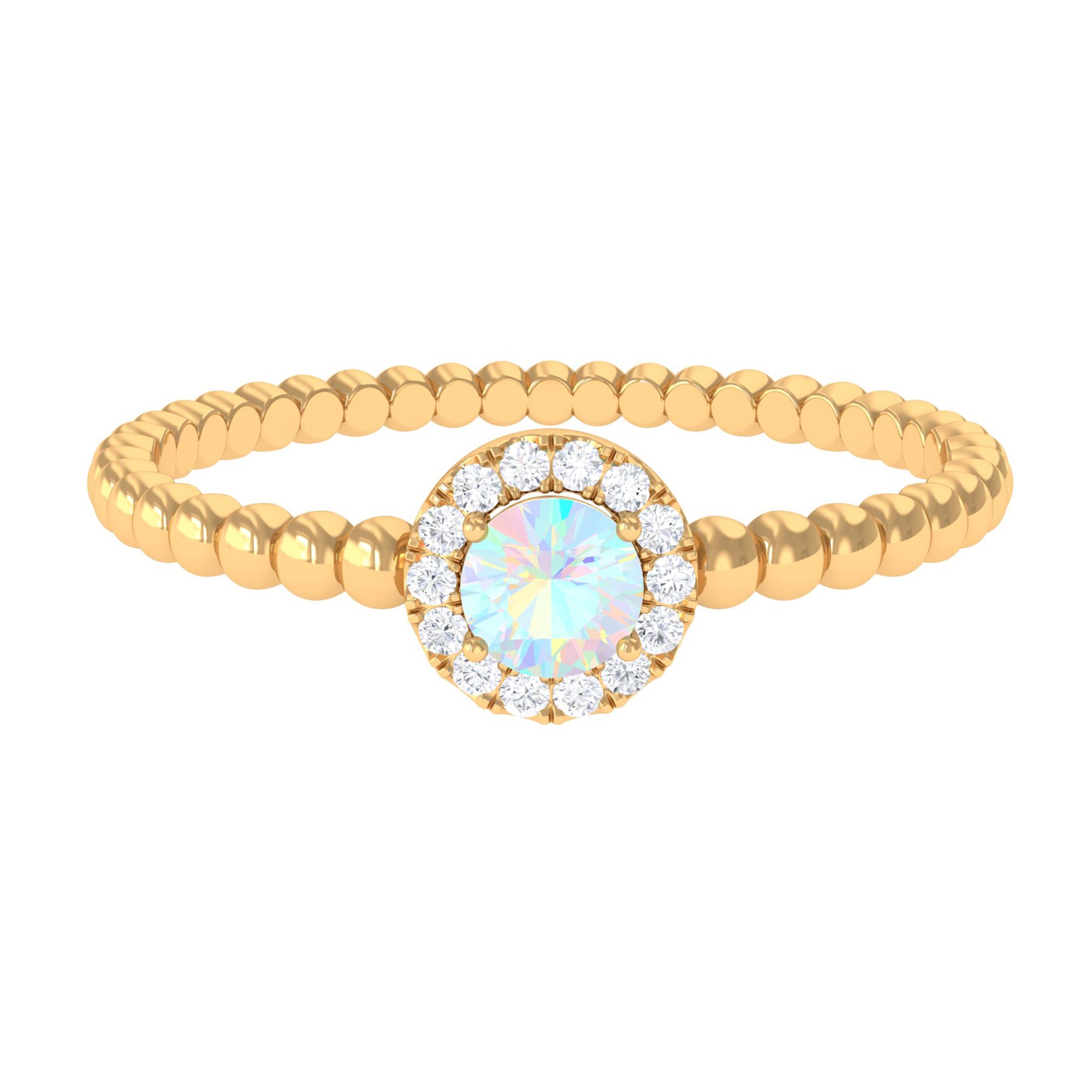 Rosec Jewels-1/4 CT Ethiopian Opal and Diamond Bubble Engagement Ring