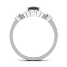 Rosec Jewels-Oval Black Spinel Cocktail Ring with Diamond