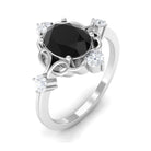 Rosec Jewels-Oval Black Spinel Cocktail Ring with Diamond