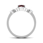 Rosec Jewels-Oval Garnet Cocktail Ring with Diamond