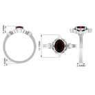 Rosec Jewels-Oval Garnet Cocktail Ring with Diamond