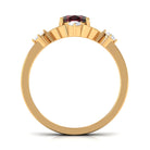 Rosec Jewels-Oval Garnet Cocktail Ring with Diamond