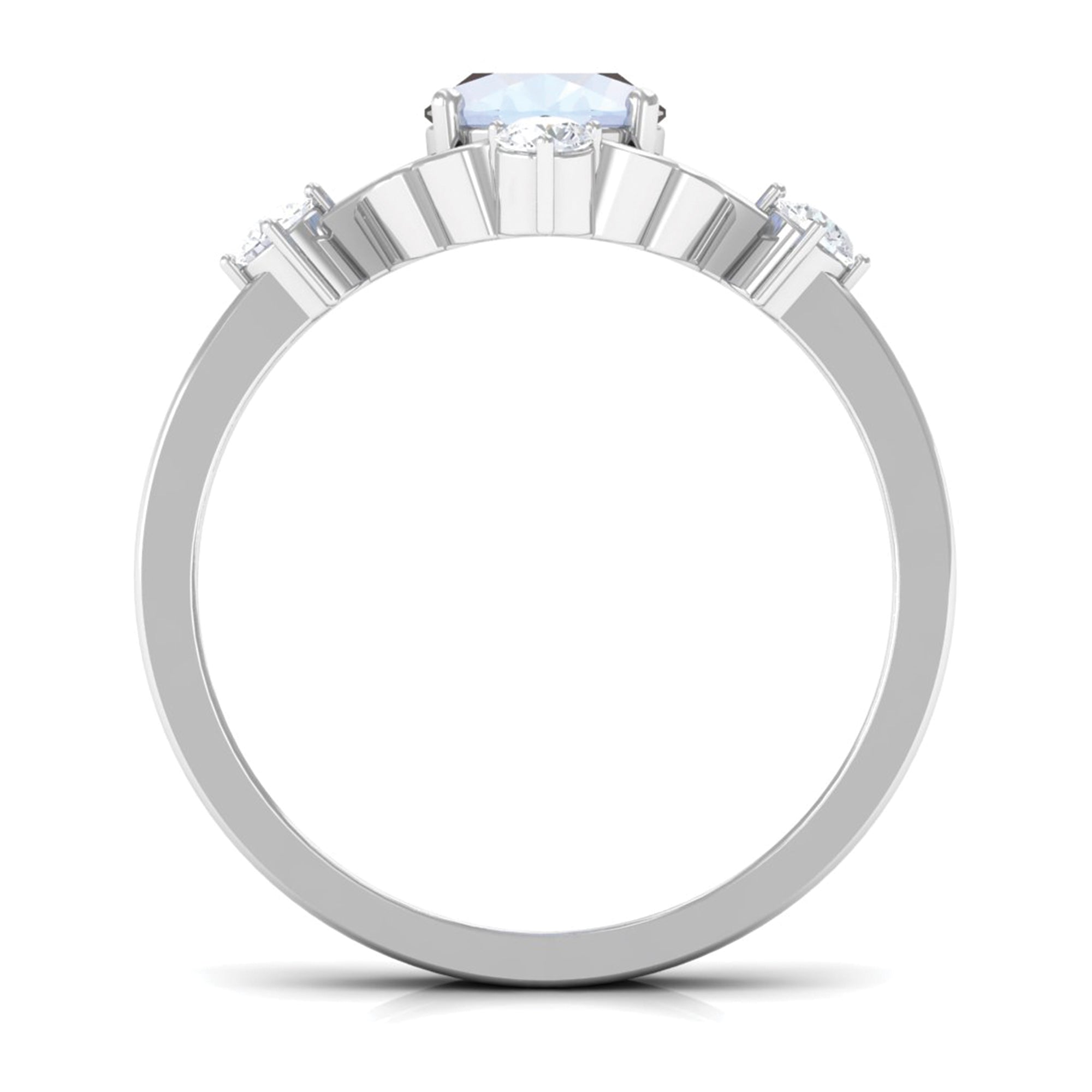 Rosec Jewels-Oval Moonstone Cocktail Ring with Diamond