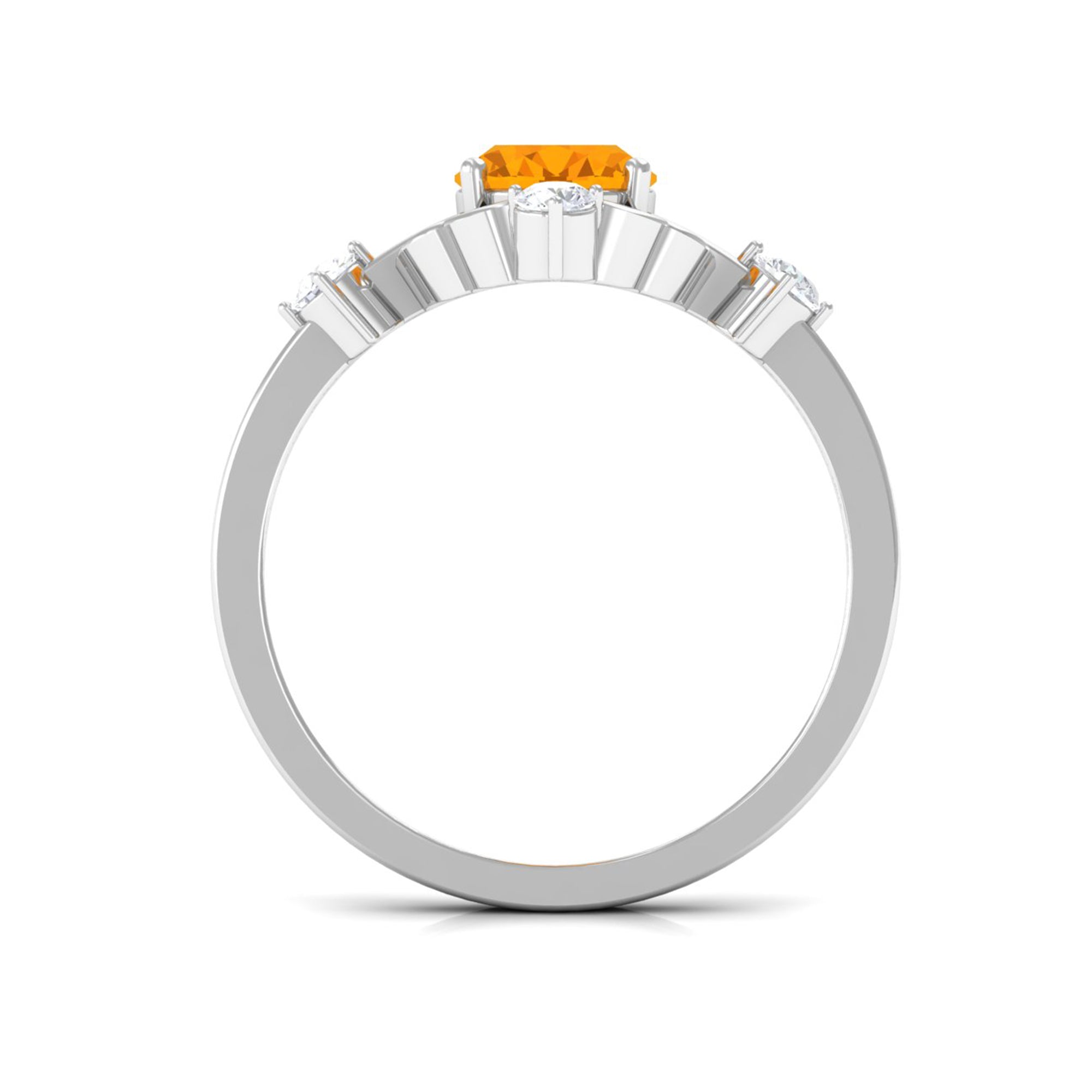 Rosec Jewels-Oval Fire Opal Cocktail Ring with Diamond