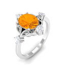 Rosec Jewels-Oval Fire Opal Cocktail Ring with Diamond