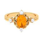 Rosec Jewels-Oval Fire Opal Cocktail Ring with Diamond