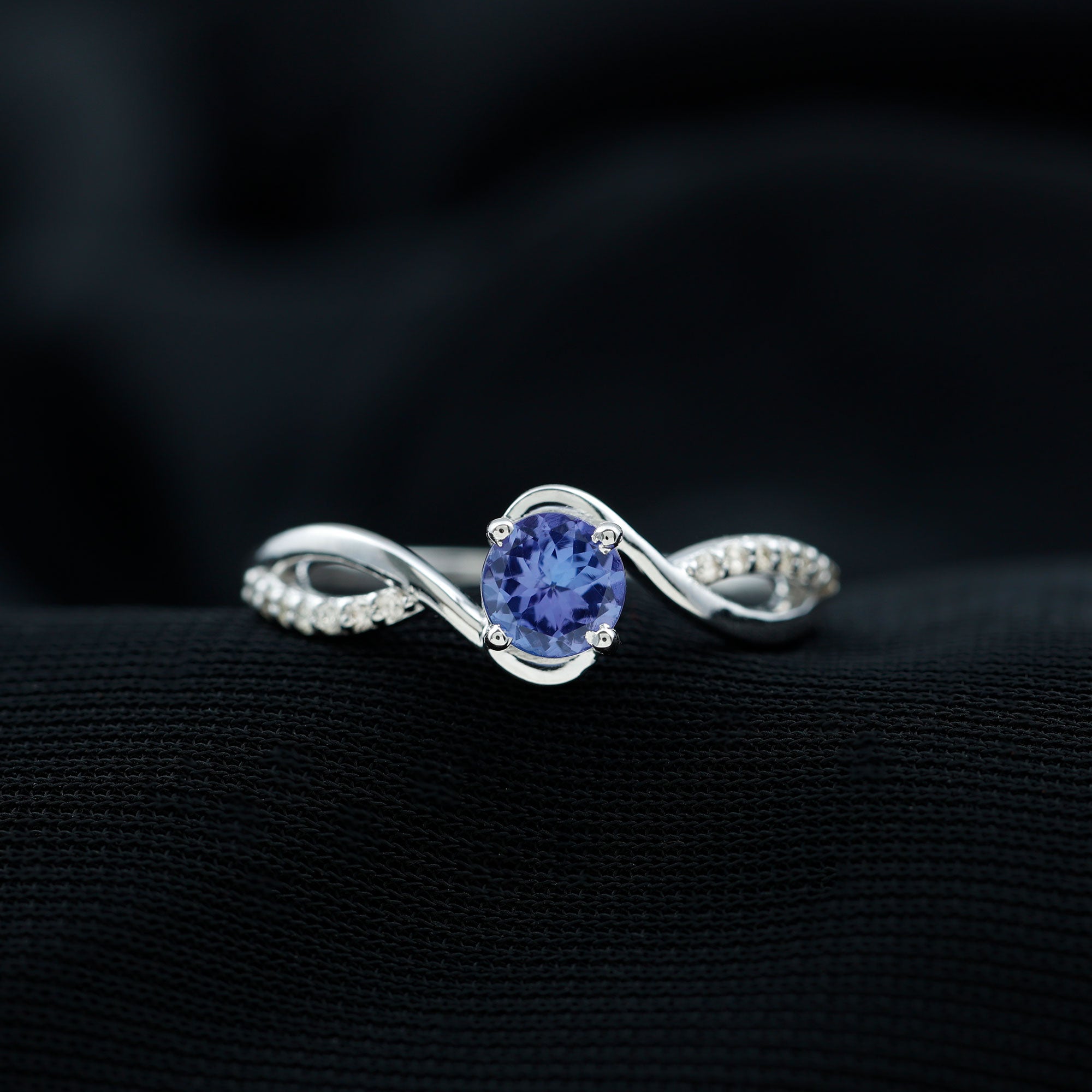 Rosec Jewels-Tanzanite and Diamond Solitaire Bypass Ring