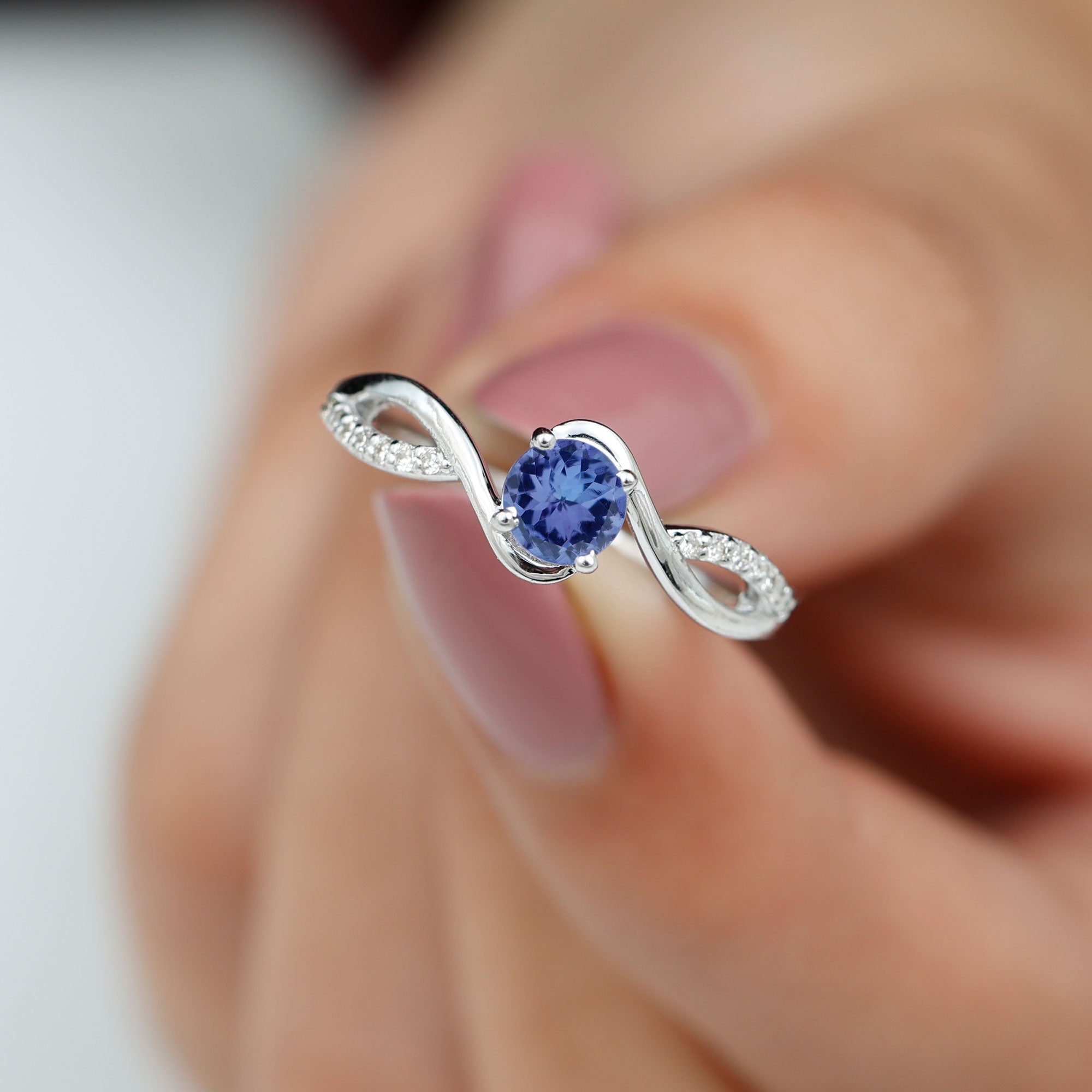 Rosec Jewels-Tanzanite and Diamond Solitaire Bypass Ring