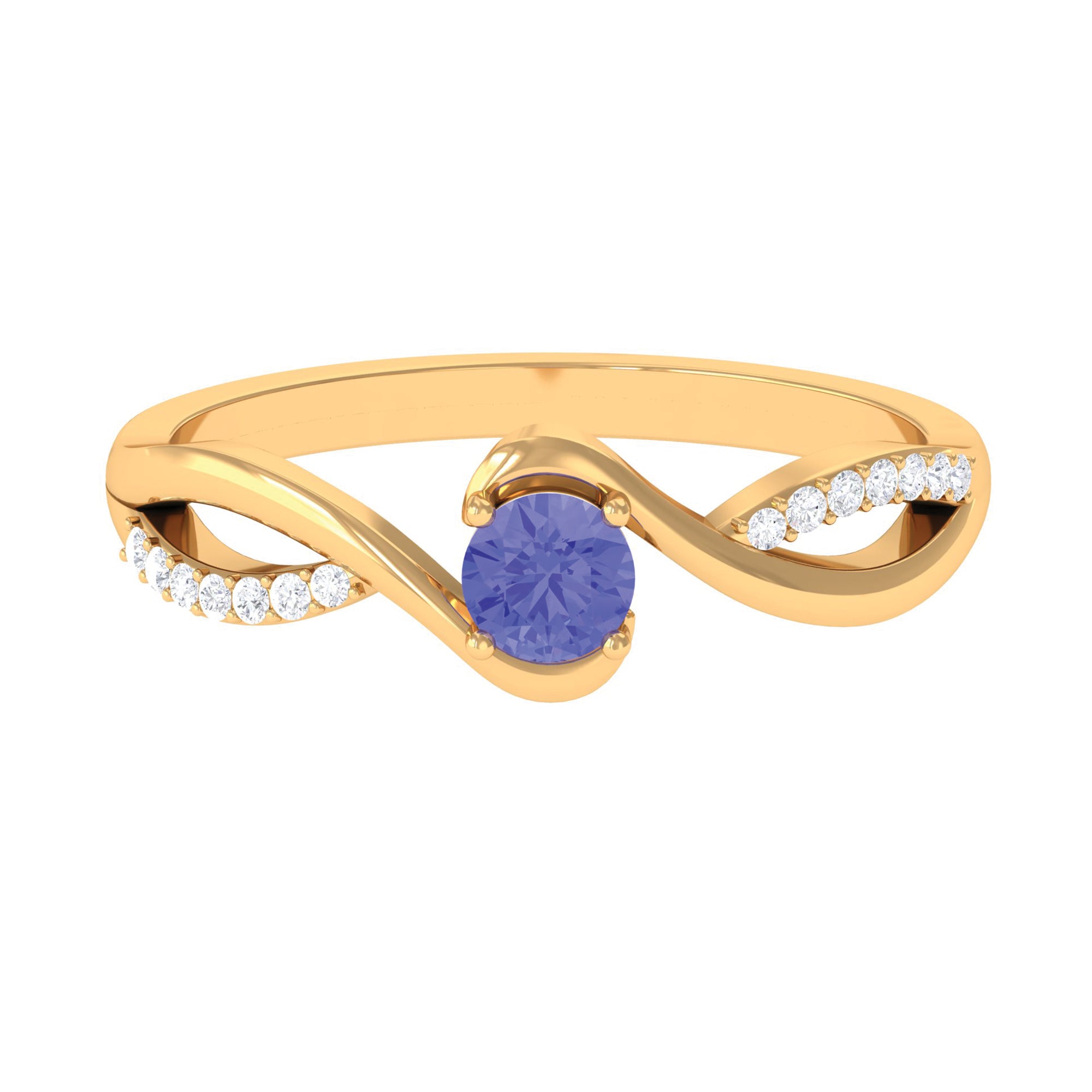 Rosec Jewels-Tanzanite and Diamond Solitaire Bypass Ring