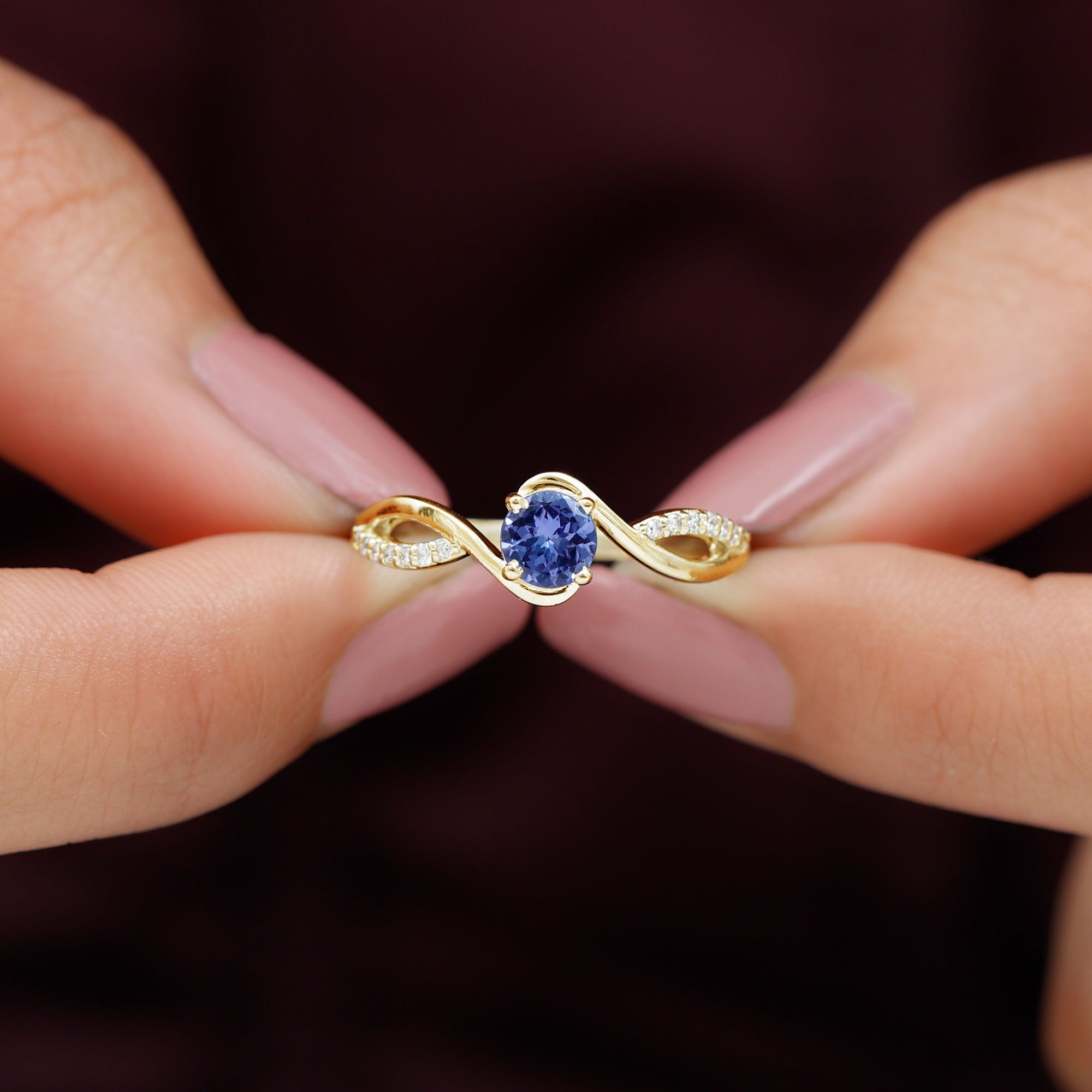 Rosec Jewels-Tanzanite and Diamond Solitaire Bypass Ring