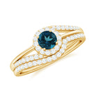 Rosec Jewels-1 CT Minimal London Blue Topaz Engagement Ring Set with Diamond Enhancer