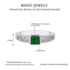 Rosec Jewels-Princess Cut Lab Grown Emerald Solitaire Filigree Engagement Ring