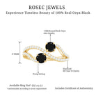 3/4 CT Minimal Black Onyx and Diamond Engagement Ring Black Onyx - ( AAA ) - Quality - Rosec Jewels