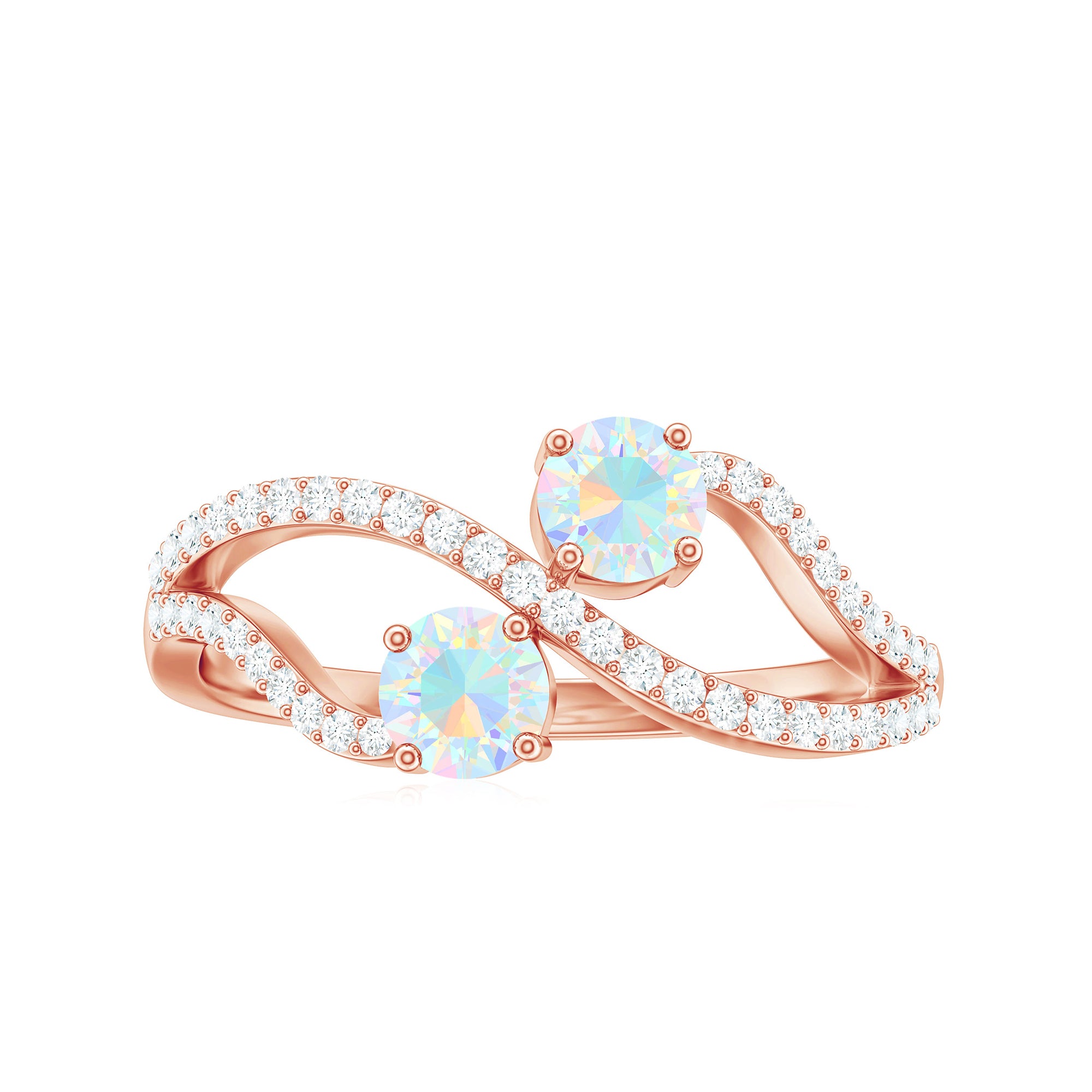 Rosec Jewels-1 CT Minimal Ethiopian Opal and Diamond Engagement Ring