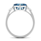 Rosec Jewels-3.25 CT Asscher Cut London Blue Topaz Solitaire Engagement Ring with Diamond