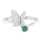 Rosec Jewels-Round Green Sapphire and Diamond Butterfly Ring