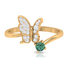 Rosec Jewels-Round Green Sapphire and Diamond Butterfly Ring