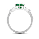 Rosec Jewels-1 CT Cushion Cut Created Emerald Engagement Ring with Diamond in Split Shank