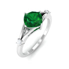 Rosec Jewels-1 CT Cushion Cut Created Emerald Engagement Ring with Diamond in Split Shank