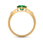 Rosec Jewels-1 CT Cushion Cut Created Emerald Engagement Ring with Diamond in Split Shank