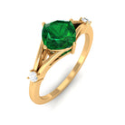 Rosec Jewels-1 CT Cushion Cut Created Emerald Engagement Ring with Diamond in Split Shank